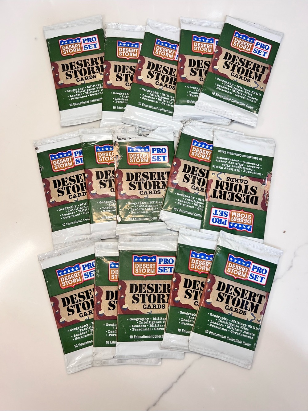 1991 Pro Set Desert Storm Military Collectible Cards - 15 Single Packs Unopened